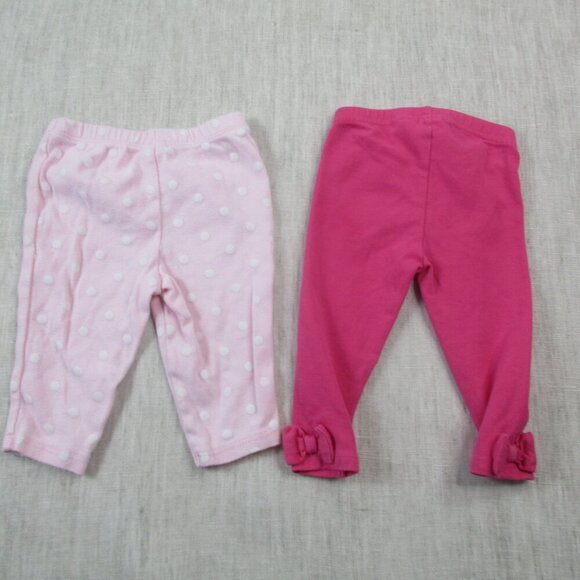 Lot of 2 Carter's Leggings Pants Baby Girls 6 Month Pink White Polka Dot Pull-On - Picture 3 of 3